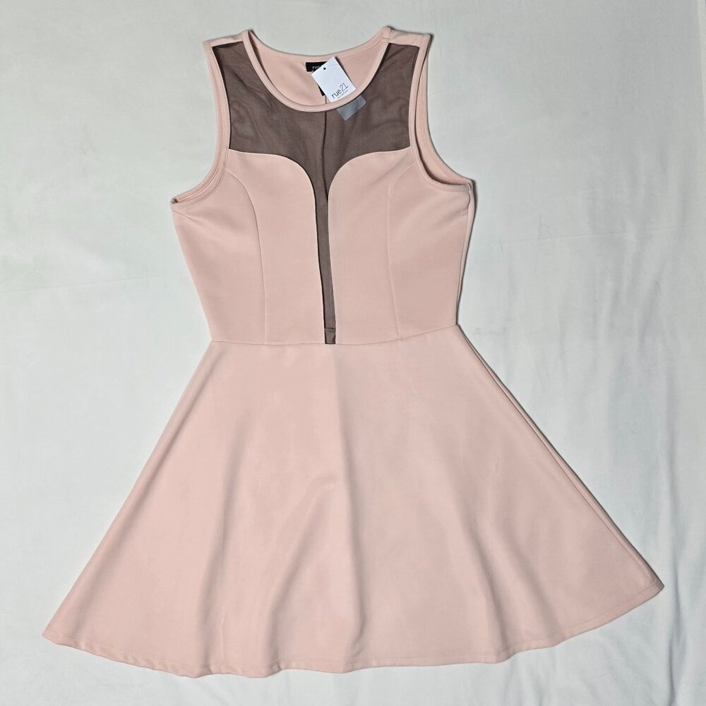 rue21 Blush Pink Mesh Panel Skater Dress – Size M – NWT